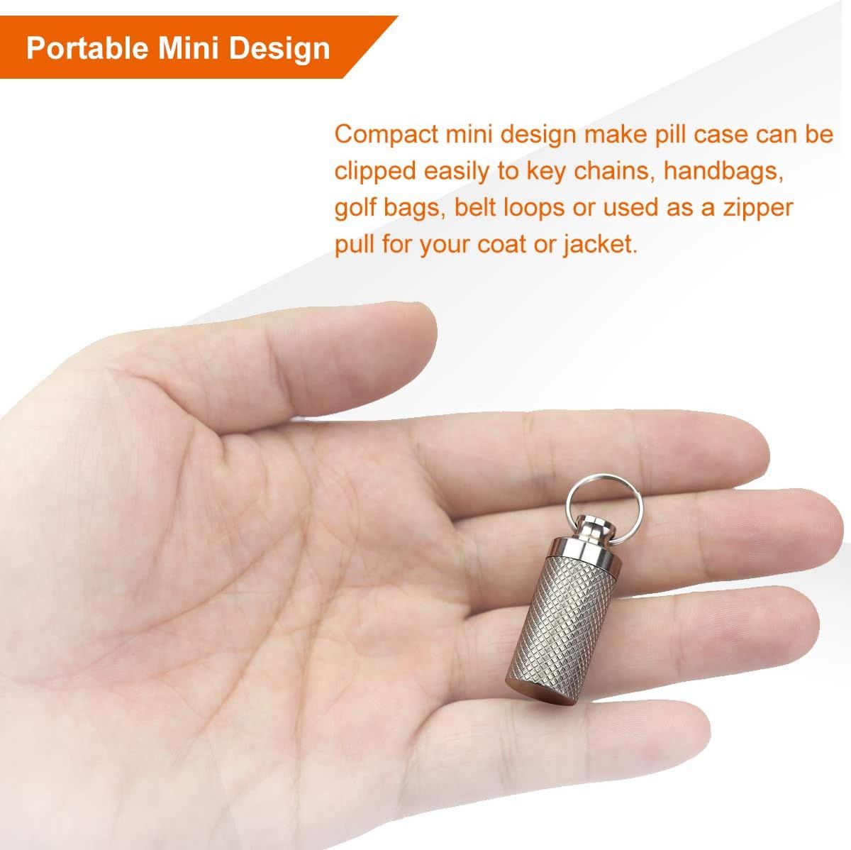 TISUR Small Keychain Pill Holder ,Titanium Metal Travel Pill Case Portable Pill Organizer Container for Purse Waterproof Keychain Pill Holder Medicine