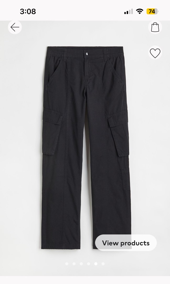 Used once H&M black cargo pants, Women's Fashion, Bottoms, Other