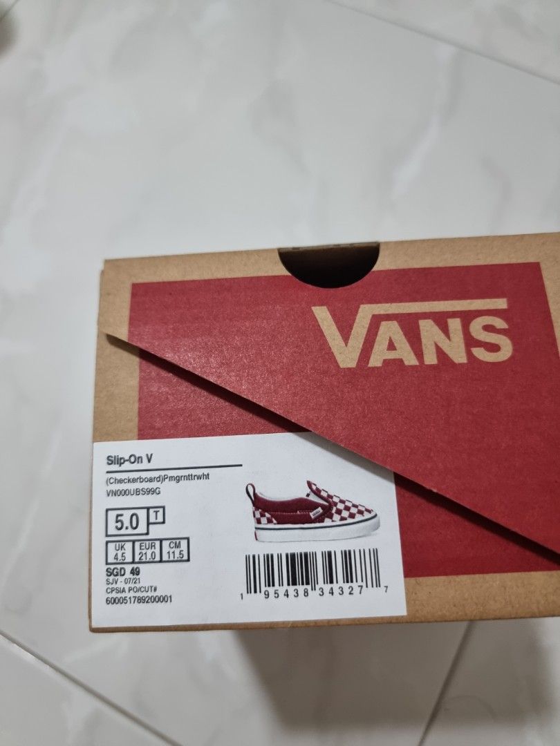 Vans Slip On Checkerboard for Kids Maroon Babies Kids Babies