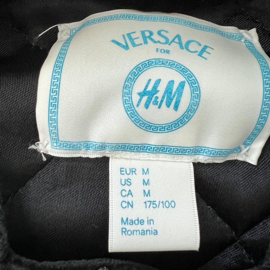 Versace x H M Bomber jacket Black Size Medium Men s Fashion Coats Jackets and Outerwear on Carousell