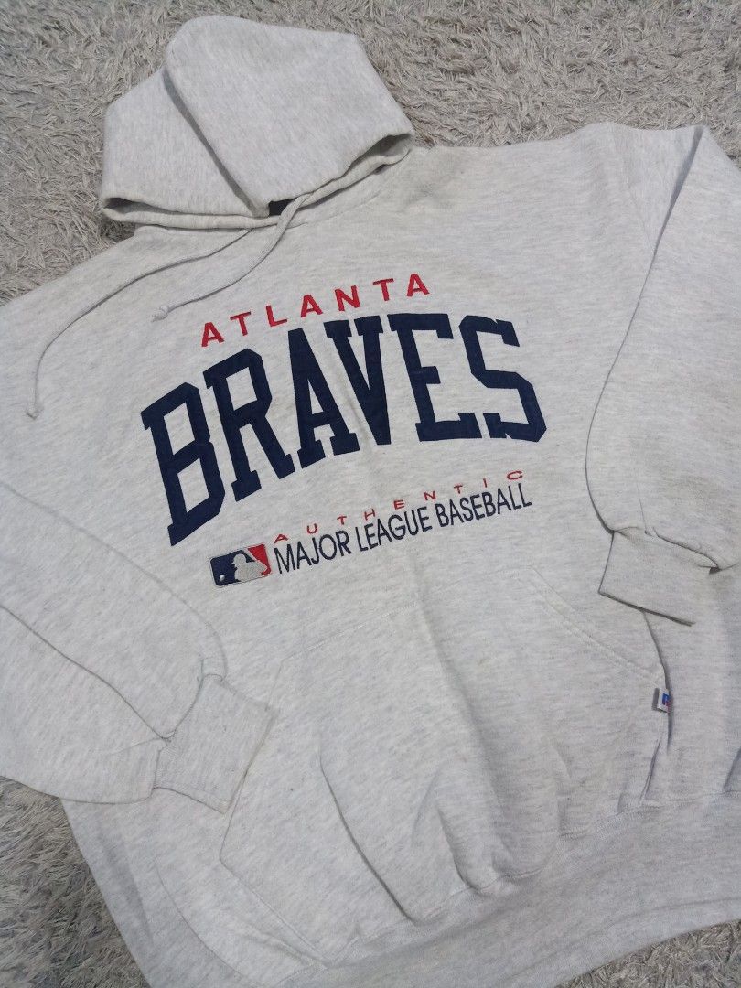 VINTAGE ATLANTA BRAVES AUTHENTIC MAJOR LEAGUE BASEBALL RUSSELL ATHLETIC,  Men's Fashion, Tops & Sets, Hoodies on Carousell