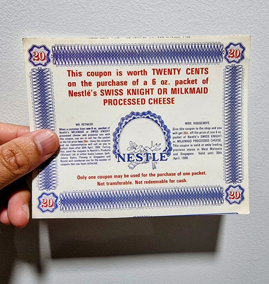 Vintage Nestle coupon 1968, Hobbies & Toys, Memorabilia & Collectibles