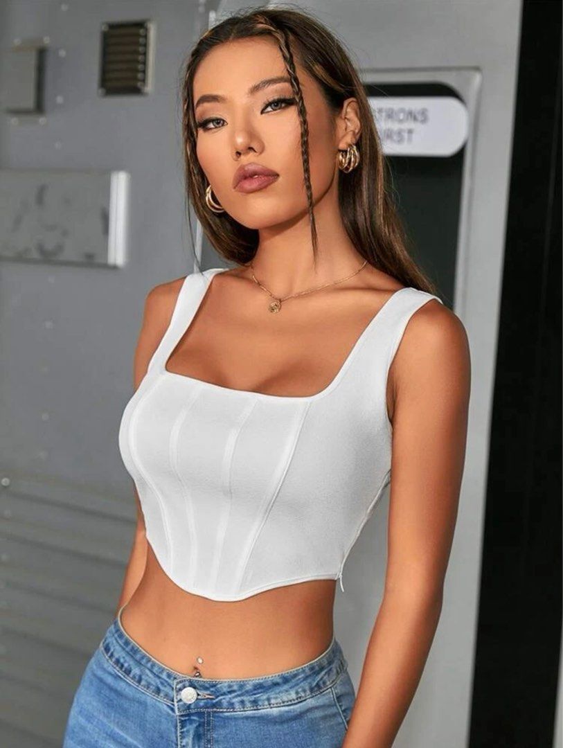 White zipper clearance top