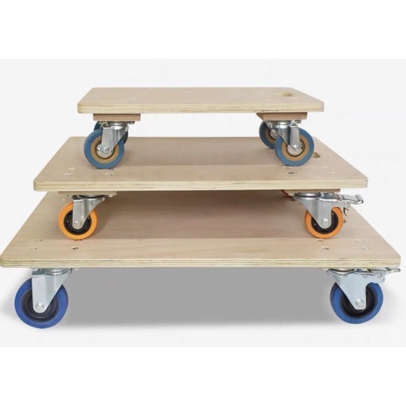Wooden Platform Dolly Rubber Wheels Wood trolley all directional castor