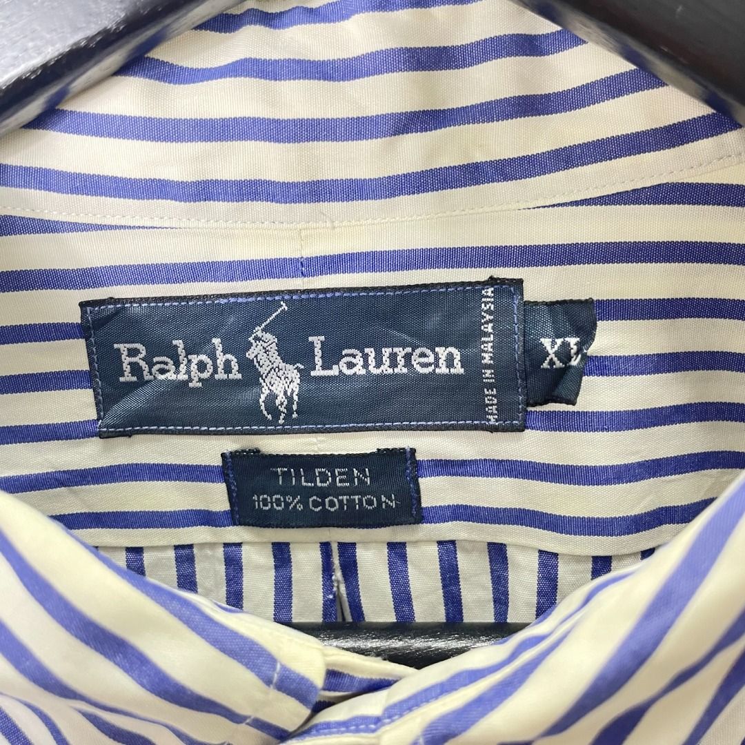 XXXL] POLO RALPH LAUREN OXFORD SHIRT BAJU KEMEJA WHITE BLUE STRIPE