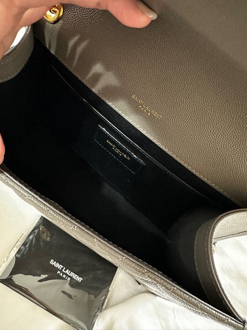 YSL envelope medium in grey with gold hardware Luxury Bags