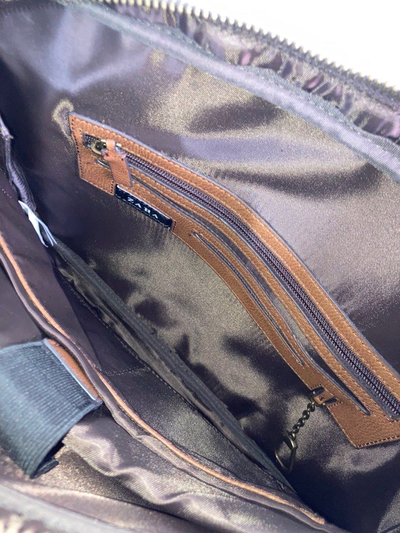 ZARA Brown Leather Laptop Bag on Carousell