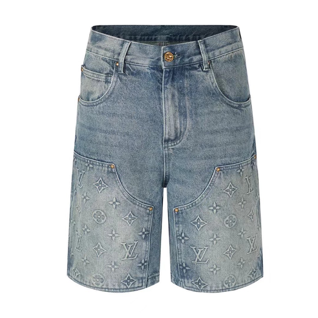 1v embossed denim shorts Men s Fashion Bottoms Shorts on Carousell
