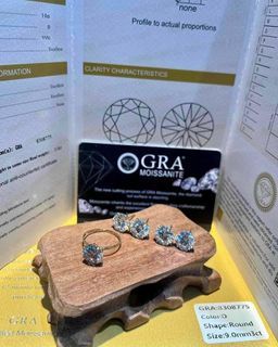3ct Round cut Moissanite Diamond Ring/Earrings