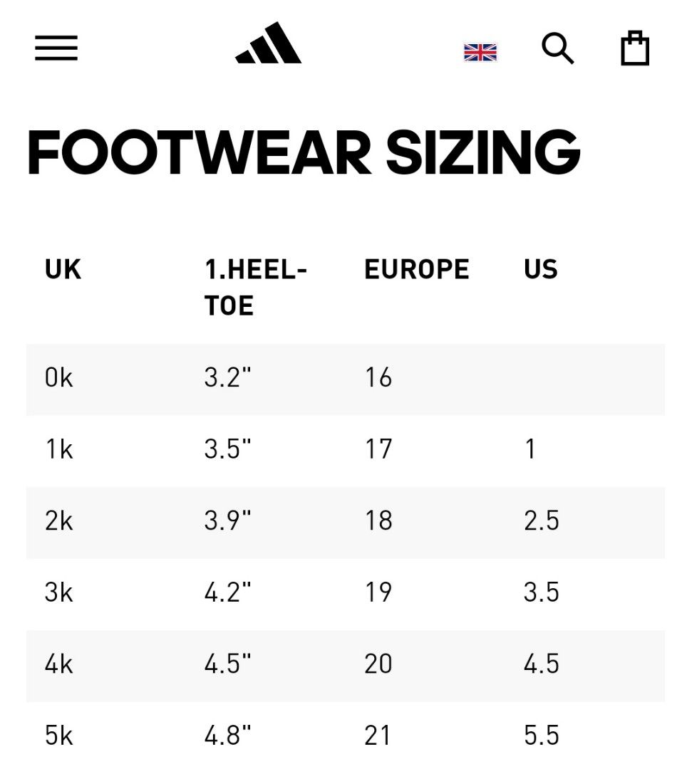 Size discount 4k adidas
