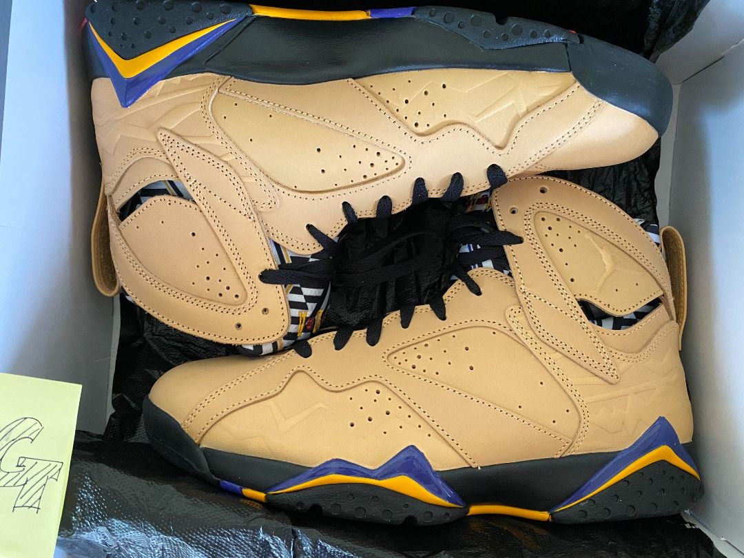Jordan retro 7 blue and gold hotsell