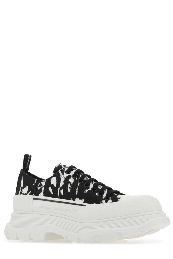 Alexander McQueen Black White Graffiti Sneakers