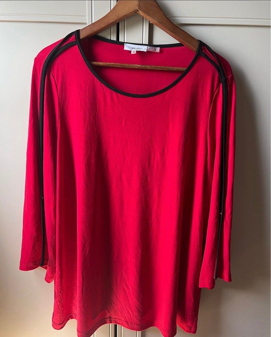 Calvin klein red blouse discount