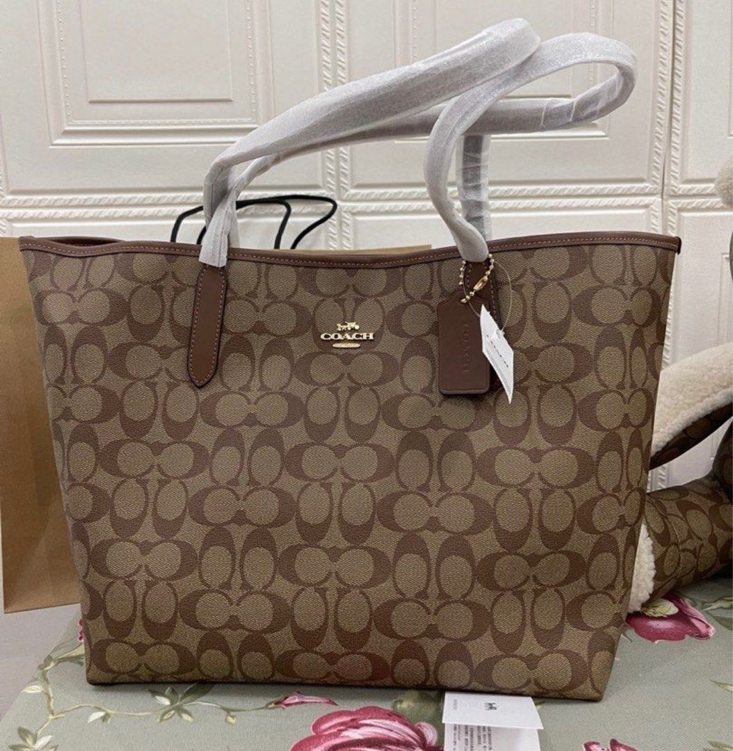 Coach denim tote bag handbag, Luxury, Bags & Wallets on Carousell