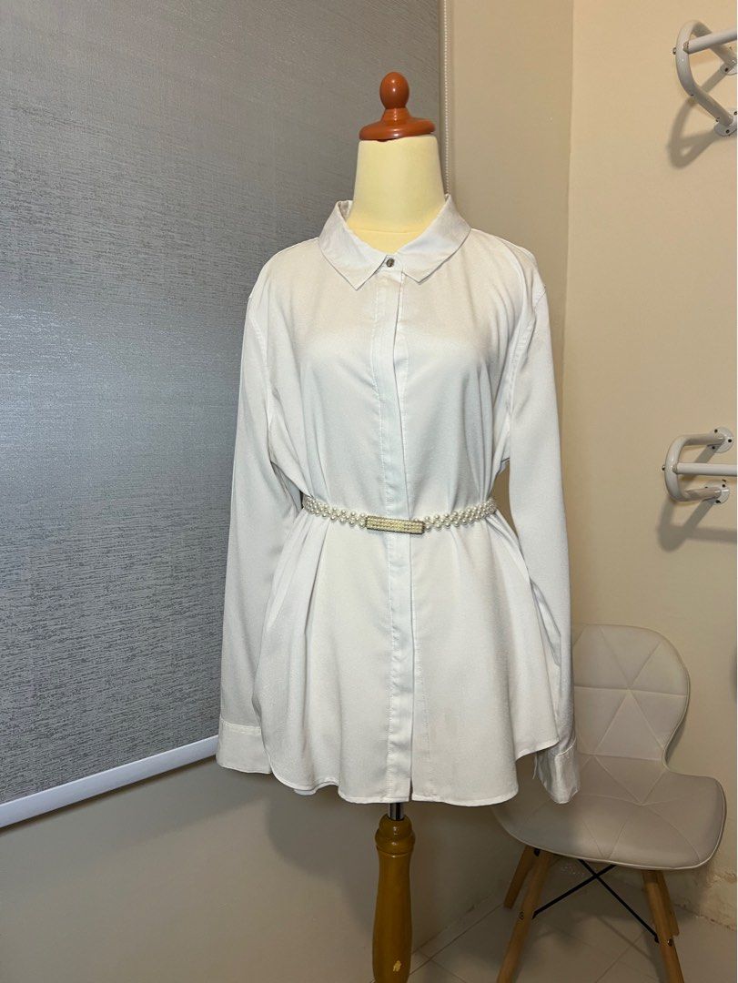 Authentic DKNY White Shirt, Women's Fashion, Tops, Shirts on Carousell