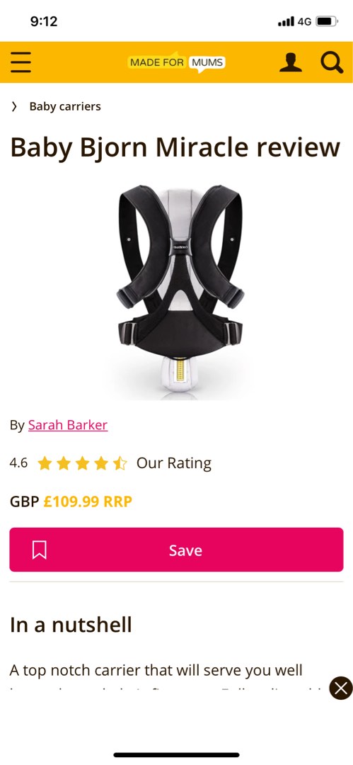 Baby bjorn clearance miracle review