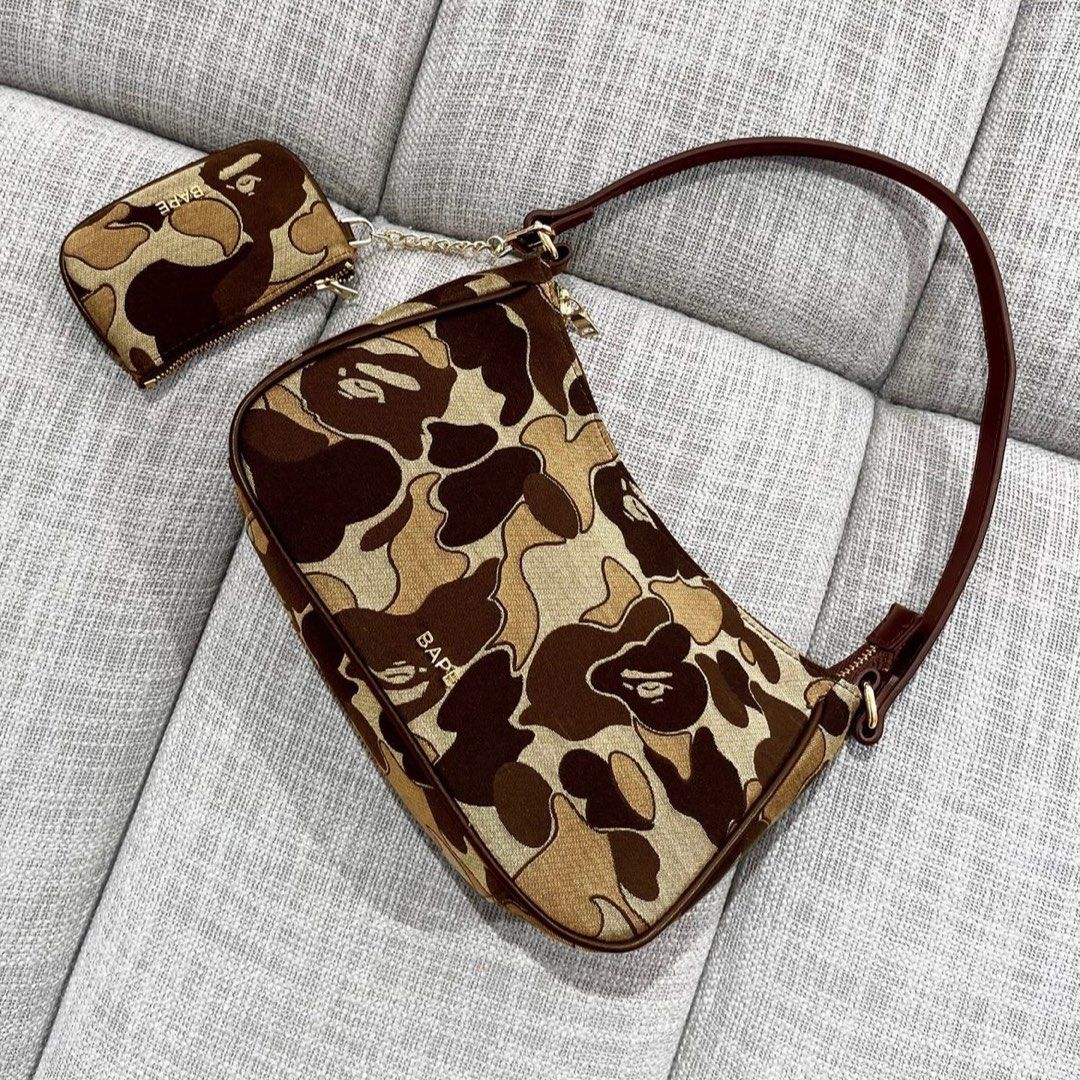 Bape Navy Cookie Camo 2 Bag In Beige | ModeSens