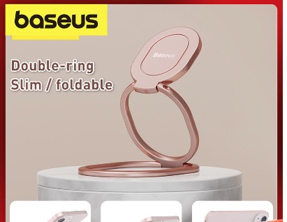 Phone Ring Holder 360 Foldable Rotating Phone Holder Metal Rear Ring Grip  Foldable Ring Holder For Magnetic Car Phone Smartphone (rose Gold)(1pcs)