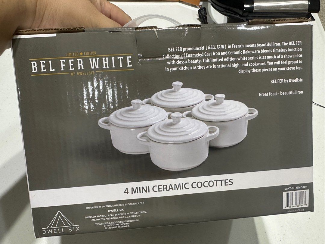 Bel Fer White Cast Iron Mini Cocottes, Furniture & Home Living, Kitchenware  & Tableware, Cookware & Accessories on Carousell