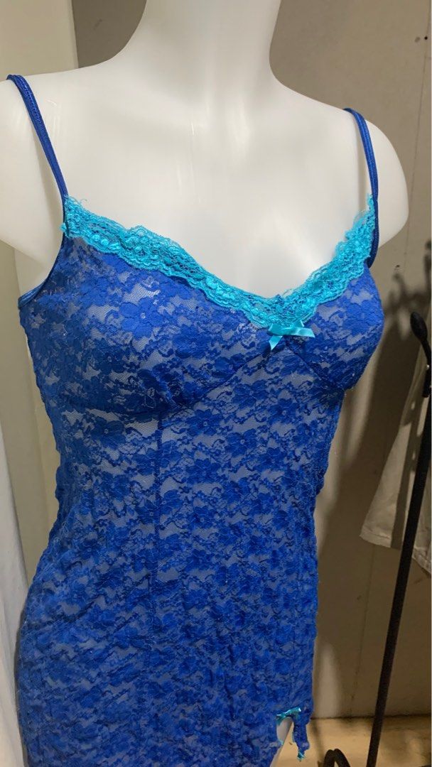 Blue Lingerie See Through Corset Top Dress Coquette Y2K, Women's ...