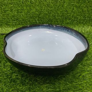 Bonsai Ikebana Stoneware Glaze Cobalt Light Blue Black Clover Rim Pot Vase 11” x 3” inches - P550.00