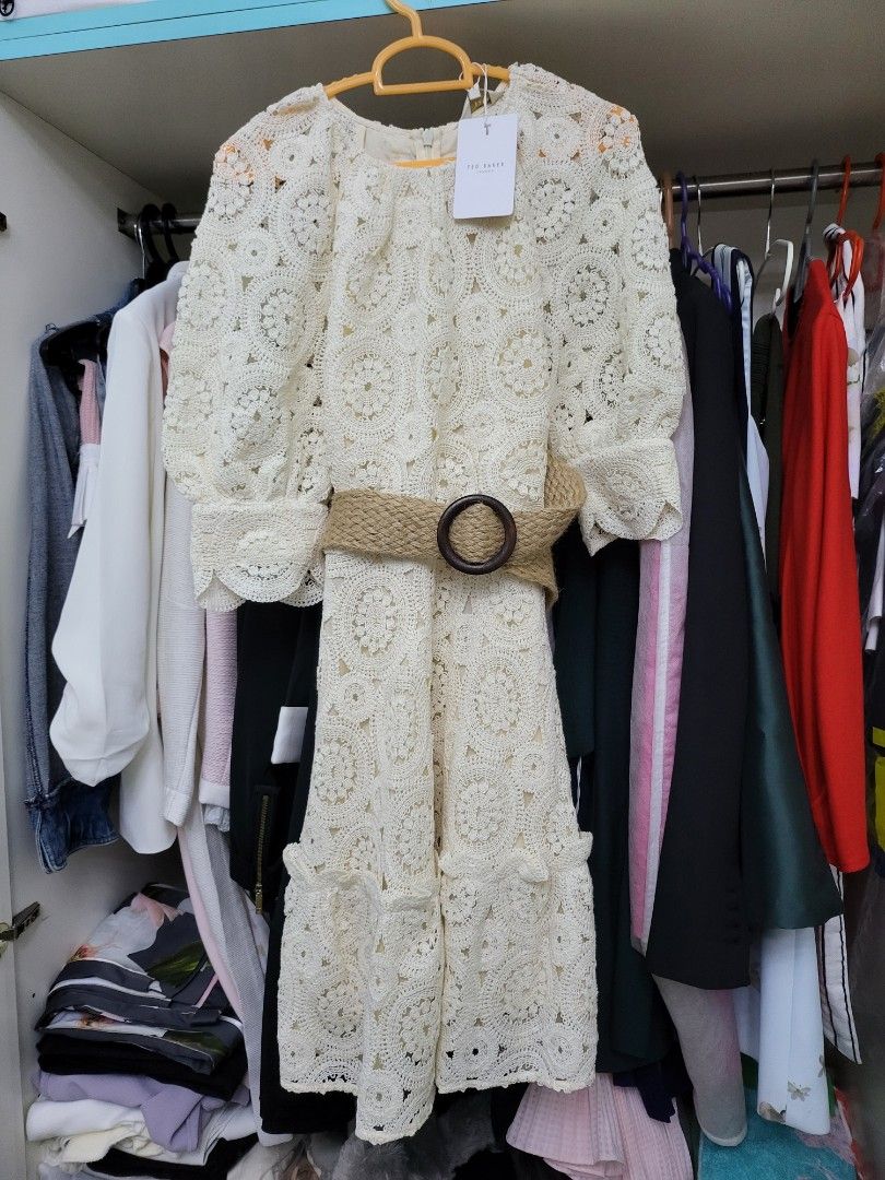 Brand new beige crochet ted baker dress, Women's Fashion, Dresses & Sets,  Dresses on Carousell