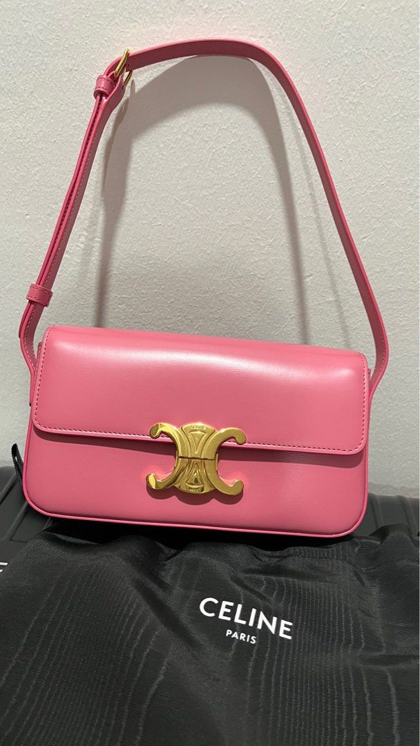 celine triomphe shoulder bag pink