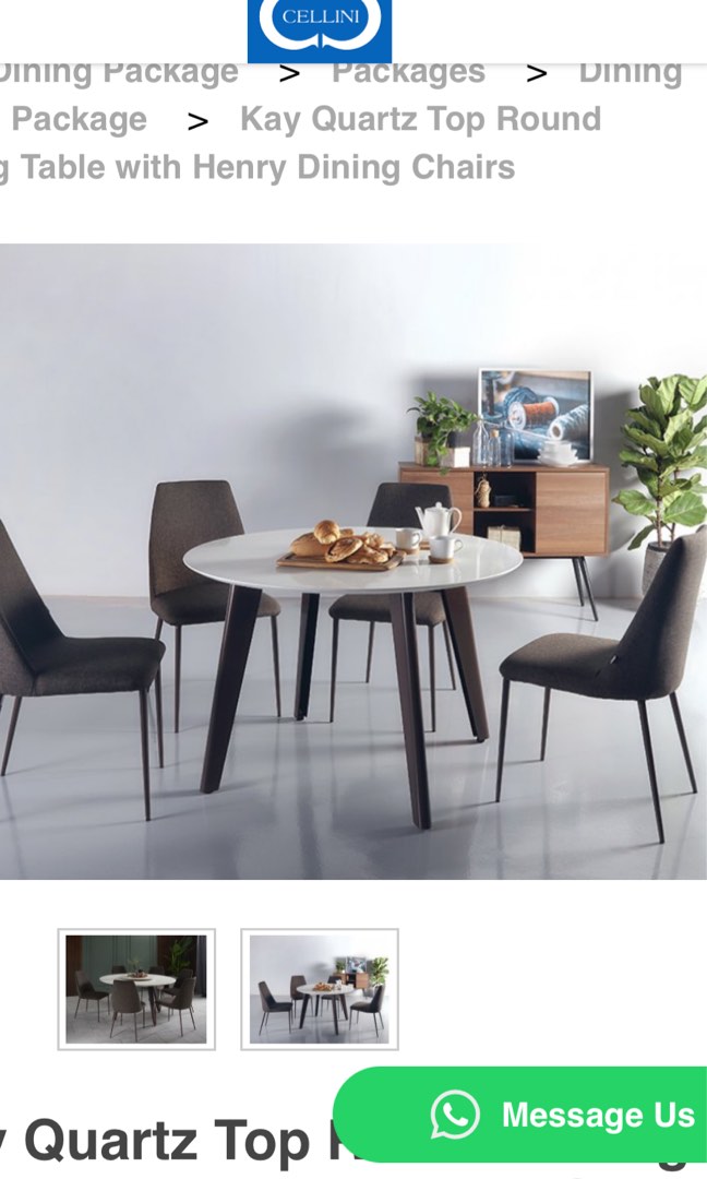 Cellini Quartz Dining table with 4 chairs, Furniture & Home Living