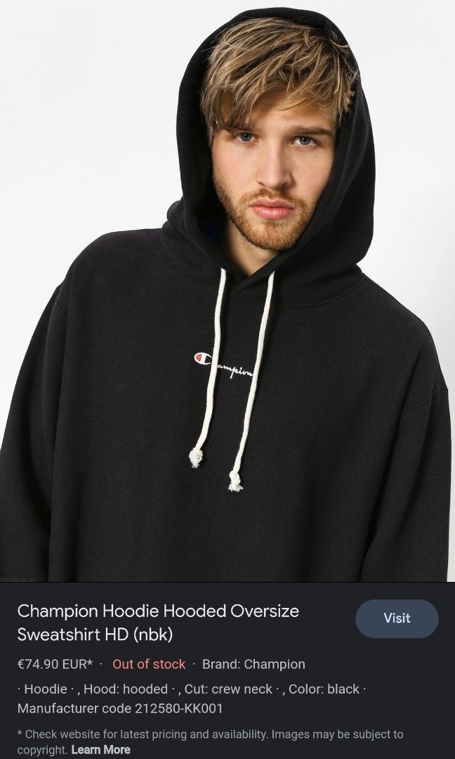 Champion reverse weave oversized hoodie with small script logo in black sale
