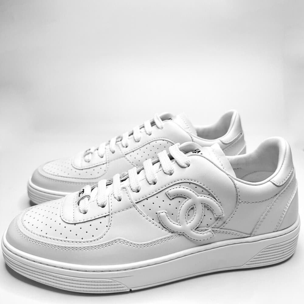 White chanel sneakers womens sale