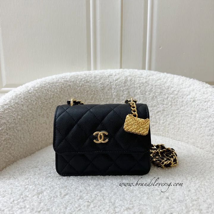Chanel 23S Mini / Micro Clutch On Chain In Black Caviar And Ghw, Luxury,  Bags & Wallets On Carousell