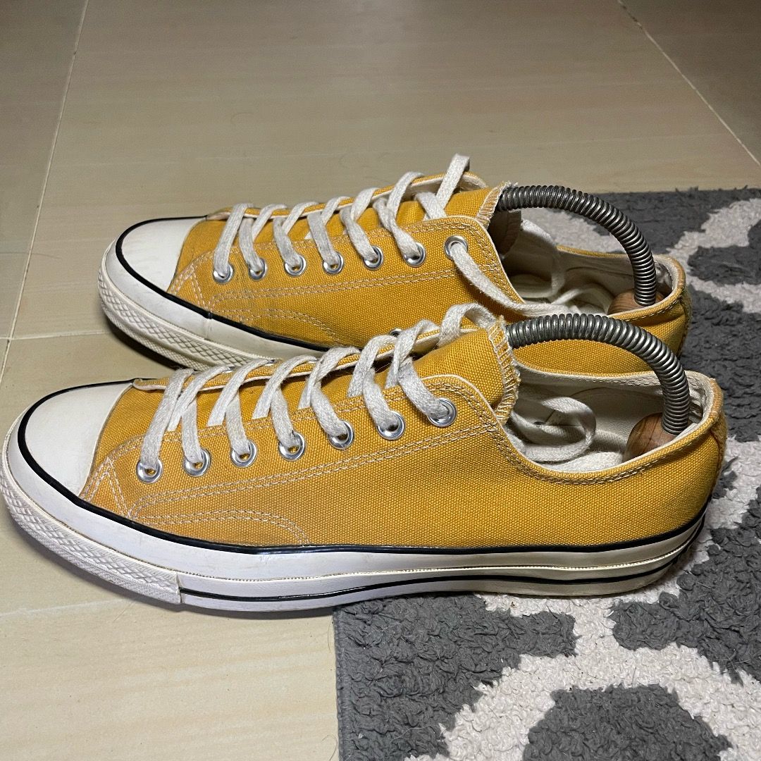 Chuck Taylor 70's Sunflower (Yellow) (Category: Sneakers) located in Paranaque City. Submitted by mmmmound (Listing ID 1241244298, Image 2). Description: Chuck Taylor 70's Sunflower (Yellow) Size 9 Presentable condition, but with signs of use already. Payment: BPI/GCash Shipping: Grab/Lalamove.
