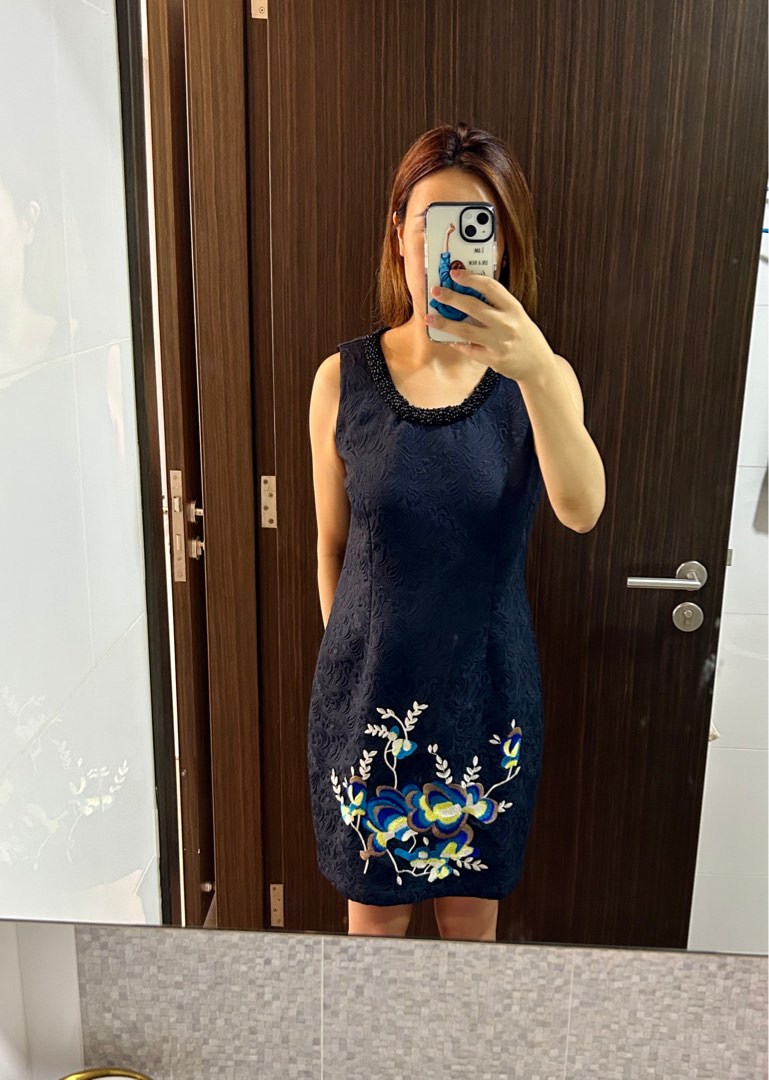 Classy embroidery cheongsam style work dress Women s Fashion Dresses Sets Dresses on Carousell