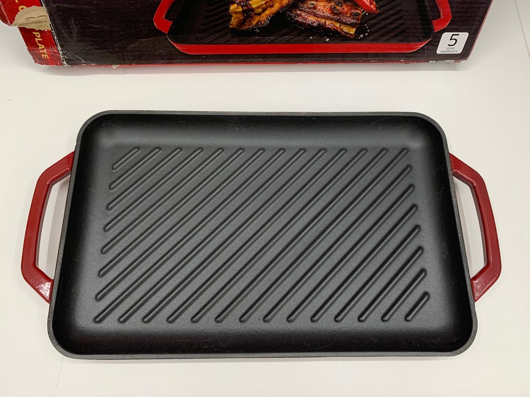 Crofton Chef's Collection Cast Iron Enamel Grill Plate, Grill Pan on
