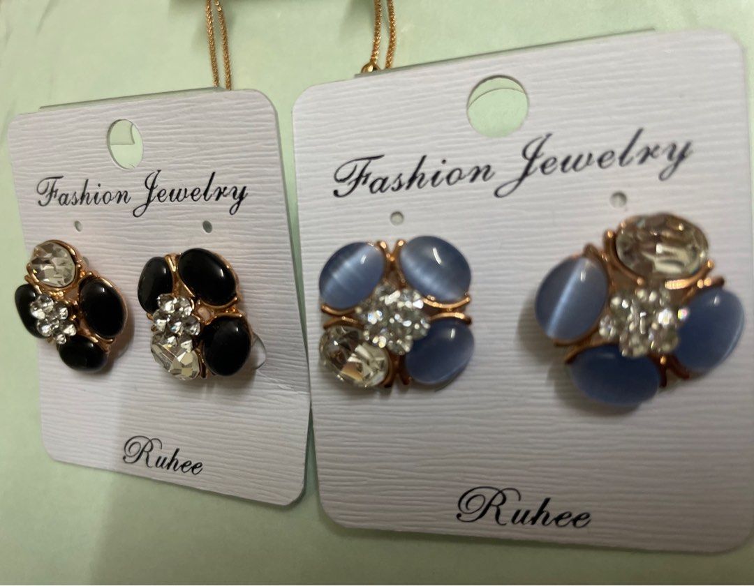 Designer stone work Earrings 2 pairs for 24 Women s Fashion