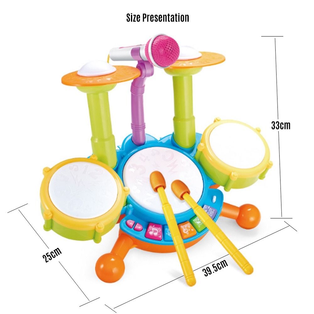 Drum toy Kids Drum Set Toy Adjustable Microphone Educational