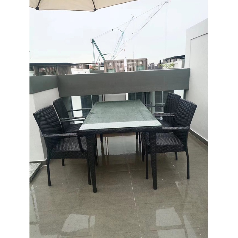 Durable PE Rattan Dining Table with Chair & Glass Dining Table set, Furniture & Home Living