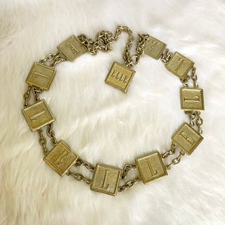 Elle Silver Tone Logo Letters Chain Belt