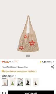 Flower Print Crochet Shopper Bag