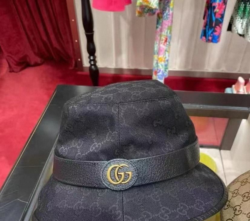 Black GG Canvas Bucket Hat With Double G