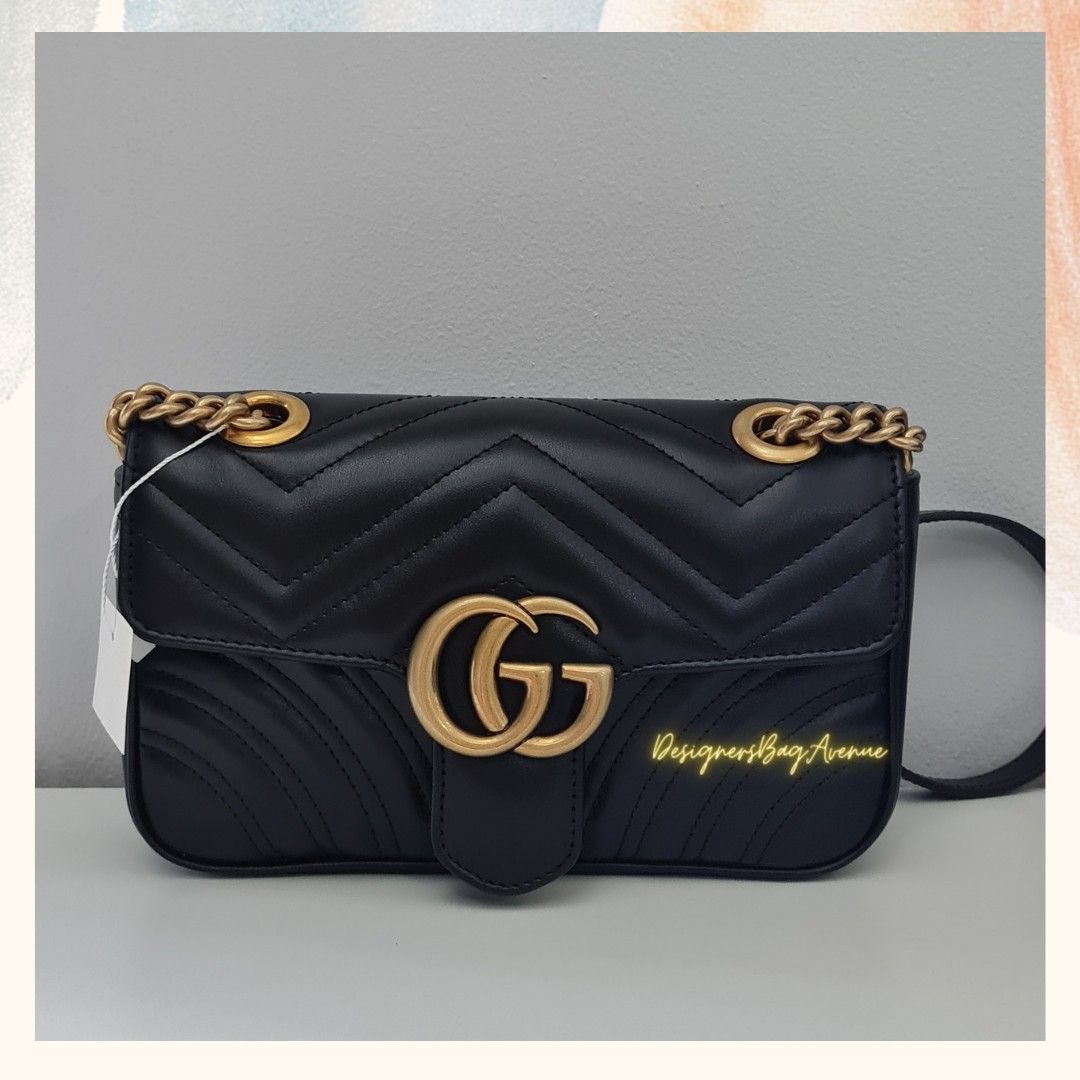 Buy GUCCI Handbag 22 Gg Marmont Small Matelass-Leather Shoulder Bag black  (J570)