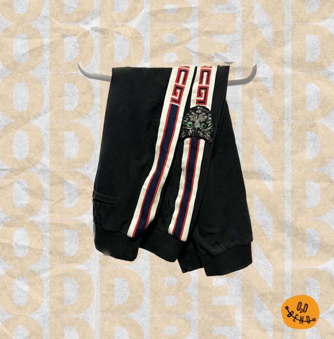 GUCCI JOGGER PANTS SIDE TAPE AND CAT EMBROIDERY Luxury Apparel