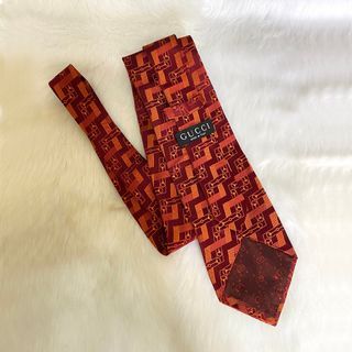 Gucci Red Mix Horsebit Prints Silk Neck Tie