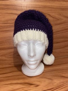Handmade Crochet purple Santa hat szS