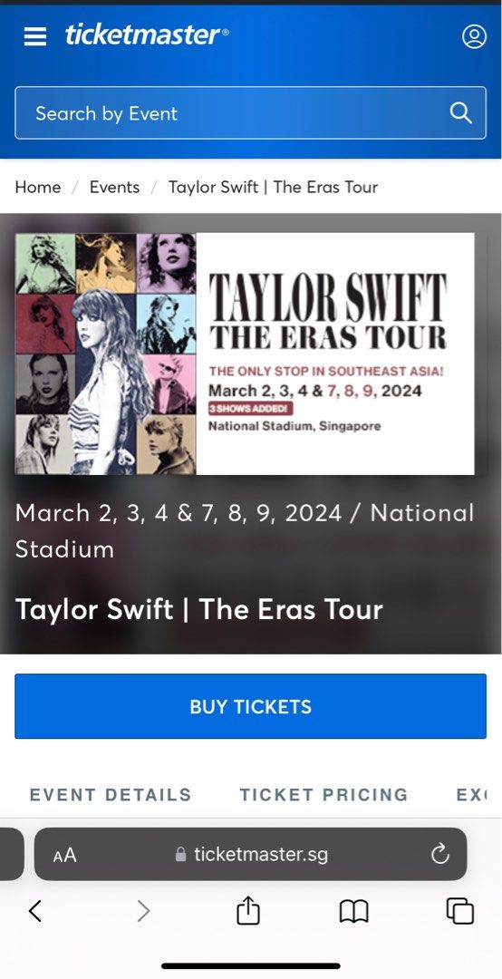 HTB taylor swift tickets 2024 LF access code, Tickets & Vouchers, Event