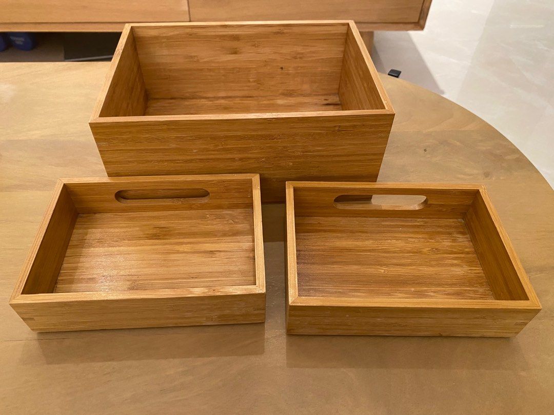 DRAGAN Box, set of 3, bamboo, 9 ¼x6 ½x5 ½ - IKEA