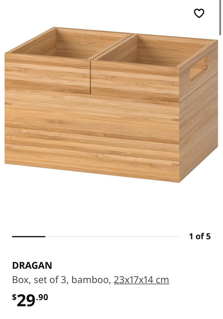 DRAGAN Box, set of 3, bamboo, 9 ¼x6 ½x5 ½ - IKEA