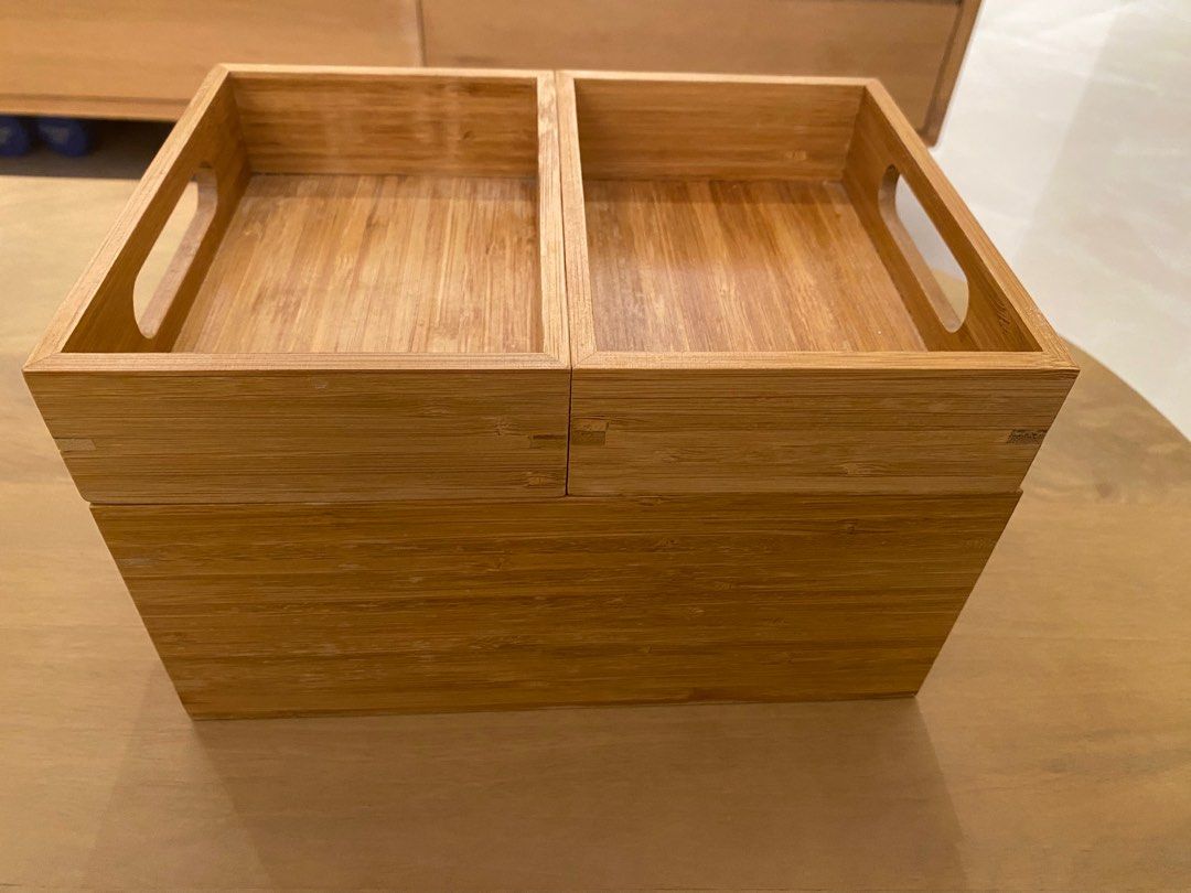 DRAGAN Box, set of 3, bamboo, 9 ¼x6 ½x5 ½ - IKEA
