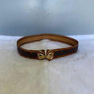 Japan Brown Multicolor Woven Leather Waist Belt
