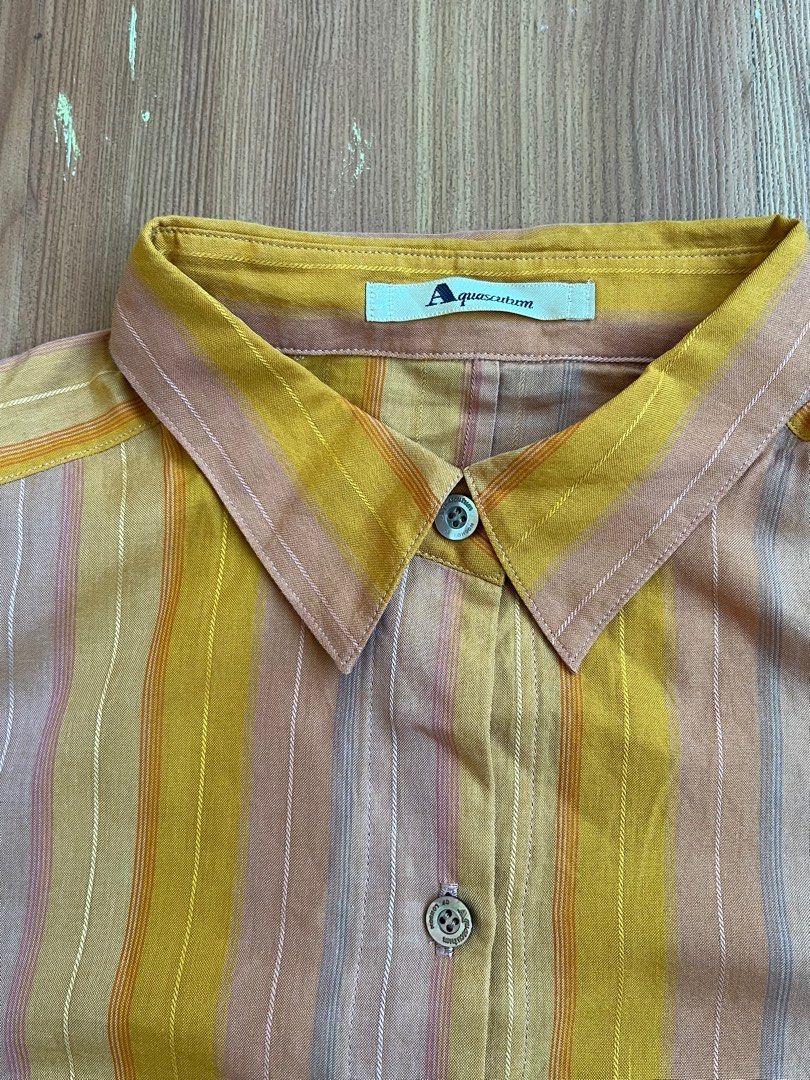 Japanese-Style Yellow Vertical Striped Shirt